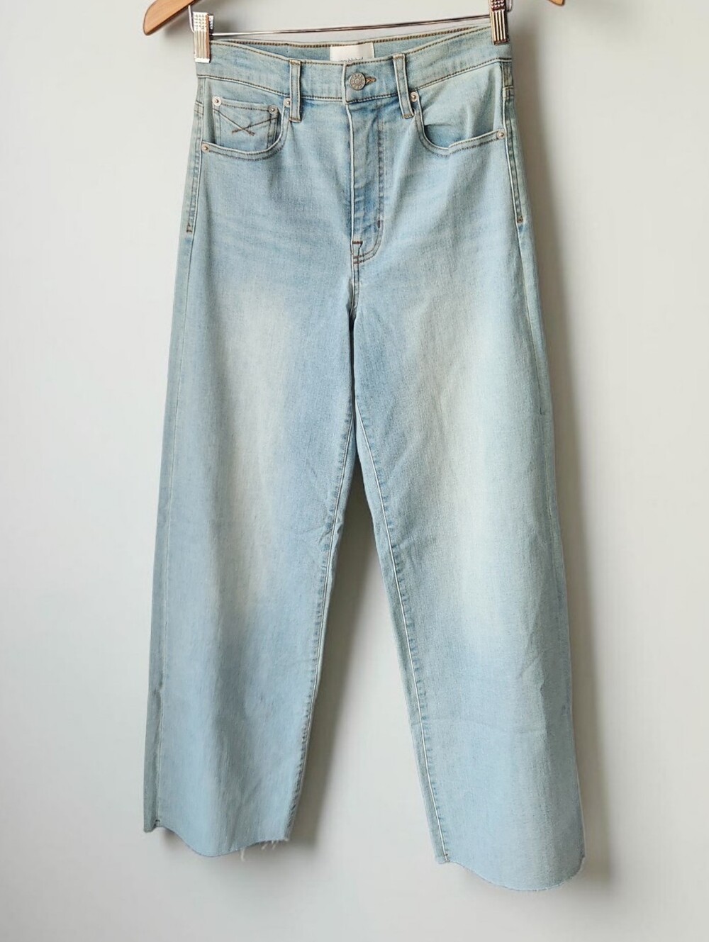 Unpublished High Waist Wide Leg Jeans 26x30 Light Wash Raw Hem New Without Tag